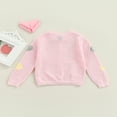 thumbnail image 4 of Kids Sweater  Heart Patterns  Neck Long Sleeve Cardigan Knitwear for Fall Winter  1-9 Years, 4 of 7