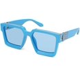 thumbnail image 1 of FEISEDY Lunettes de Soleil Rétro à Tige Plate Monture Carrée Épaisse Boucle Métallique Hip-Hop Rappeur Hommes Femmes B7033, 1 of 6