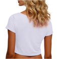 thumbnail image 5 of VSSSJ Crop Tops pour Femmes Manches Courtes Col Rond Extensible Chemise Décontractée Ajustée Solide Confortable Été Basique T-Shirts Courts Blanc Taille Unique, 5 of 5