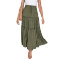 thumbnail image 1 of LUXUR Jupes pour Femmes Jupe Midi Évasée à Volants Fluide Taille Haute Vert Armée m, 1 of 4