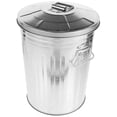 thumbnail image 4 of Trash Can with Lid Trash Can Round Metal Trash Can Outdoor Garbage Can Trash Holder, 4 of 9