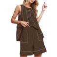 thumbnail image 1 of Womens Two Piece Lounge Set Summer Vacation Outfits Patchwork Sleeveless Tank Top and Shorts Sets with Pockets, 1 of 8