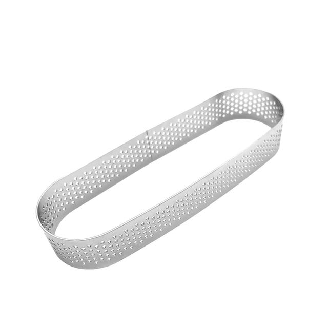 Perforated Baking Ring Oval Tart Stainless Steel Material Non Stick Durable Wear Resistant Smooth Edge Lightweight Easy Clean Reusable for DIY Cake Baking