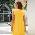 thumbnail image 4 of zanvin Robes boho pour Femmes, Robes d'Été pour Femmes à Col en V à Manches Courtes Robe Décontractée Évasée Fluide Ourlet à Volants Mini Plage Robes d'Été pour Invitée de Mariage, Jaune, 4 of 6