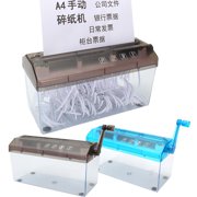 A4 Paper Hand Shredder Portable Paper Shredder Manual Shredder 3mm Strip Cut Transparent Window Documents Paper Cutting Tool Home Office Stationery