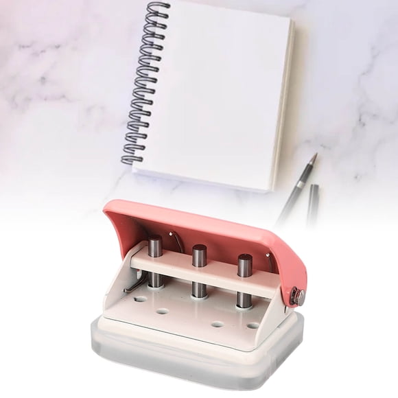 Hole Puncher Handheld Loose Leaf Paper Puncher Pink 3 Hole Punch with 5 Sheet Capacity