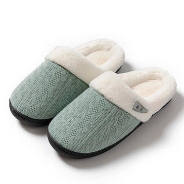 Chaussons pour Femmes à Enfiler en Mousse à Mémoire de Forme Chaussons d'Intérieur et d'Extérieur Chauds en Peluche Chaussures de Chambre avec Doublure en Fausse Fourrure