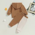 thumbnail image 4 of Fortune Baby Boys Fall Winter Outfits 2 Piece Set Letters Hoodie Color Block Jogger Pants, 4 of 9
