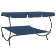 thumbnail image 3 of vidaXL Outdoor Lounge Bed with Canopy and Pillows Blue, 3 of 5