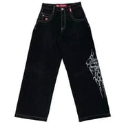 Harajuku JNCO Grand pied Jeans Streetwear Hommes Y2K Retro Hip Hop Pantalons de denim brodés de haute qualité Pantalon sacoche Casual Nouveau BLD