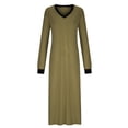 thumbnail image 5 of AherBiu Pyjamas pour Femmes à Manches Longues, Chemises de Nuit à Col en V Fendu, Vêtements de Nuit Confortables, Robes Longues avec Poches, 5 of 5