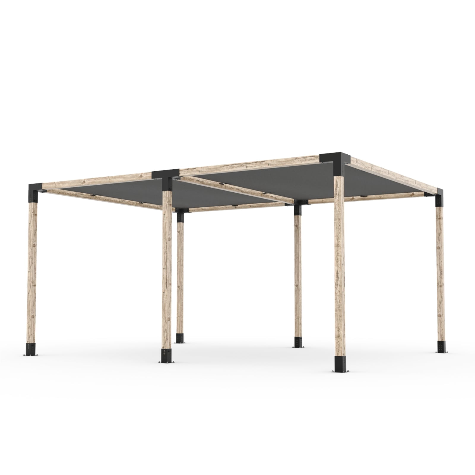 Toja 8' X 24' Double Pergola Kit With 2 Shade Sails For 4X4 Wood Posts
