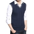 thumbnail image 2 of EGNMCR Chandail pour Homme Homme Décontracté Tricoté Coton Col en V Gilet Chandail Sans Manches Hauts Blouse, 2 of 3