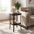 thumbnail image 4 of Gymax 2PCS Round End Table Night Stand w/ Storage Shelf Modern Bedside Table Black, 4 of 10