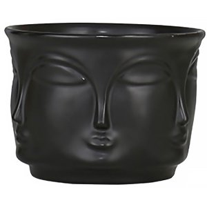 Homme Design de visage Pot Planter Creative Succulent Cactus Flower Pot Conteneur Maison Bureau Décoration (Noir)