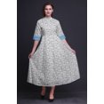 thumbnail image 2 of Bimba Floral Printed Womens Roll Up Sleeves Dress Mandarin Collar Button Down Shirt-Medium, 2 of 5