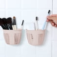 thumbnail image 2 of Wall Mounted Traceless Plastic Storage Basket Small Hanging Organizer for Dormitory Bedside or Kitchen, 2 of 5