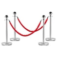 thumbnail image 1 of TROPOW Stainless Steel Stanchion Set with 5FT Red Velvet Ropes – 4PCS Crowd Control Barriers, Gold Posts with Weighted Bases, 1 of 7