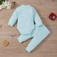 thumbnail image 3 of Baby Clothes Set Ribbing  Neck Long Sleeve Elastic and Loose Bow-knot Belt Trousers, 3 of 9