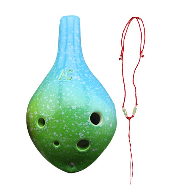 Yeacher 6 Holes Ceramic Ocarina Alto C Simple Starry Style Musical Instrument with Lanyard Music Score for Music Lover and Learner