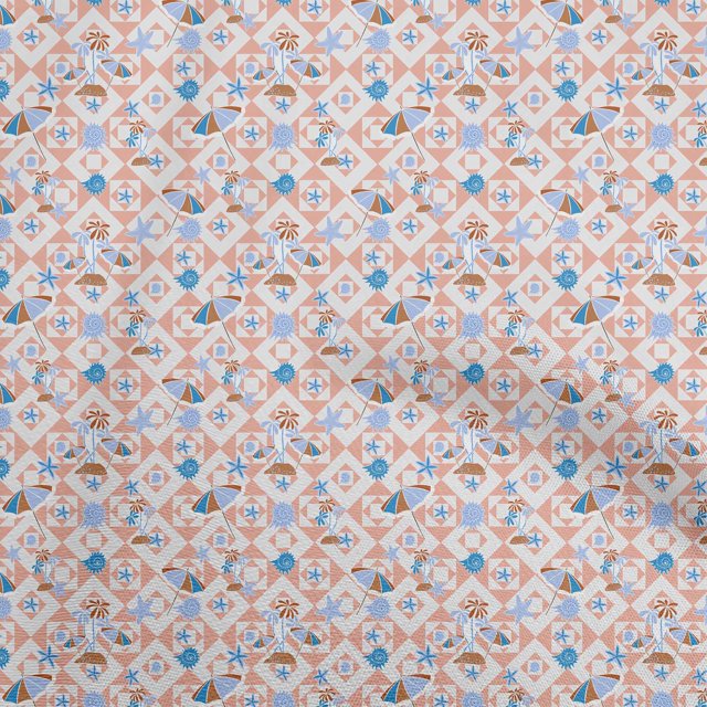 oneOone Polyester Spandex Peach Fabric Beach Sewing Craft Projects Fabric Prints By Yard 56 Inch Wide