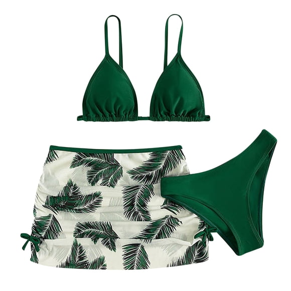 2025 Child s 3 Swim Suit Piece Swimsuits Bathing Suit Teen Swimsuit Soild Bikini Tops Underpants s Swim Shirt Print Skirt Swimwear