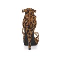 thumbnail image 2 of BLISSFUL STEP Women's Solid Color Stiletto Heel Zipper Ankle Strap Platform Sandals Leopard 7, 2 of 6