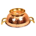 thumbnail image 4 of Steel Copper Hammered Design Kadhai Wok With Brass Bottom & Handles - 1000ml, Brown | Tableware Serveware Dishware For Home, Hotel & Restaurant - Break Resistant, Scratch Resistant, 4 of 5