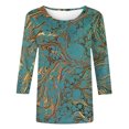thumbnail image 4 of Pompotops T-shirt Imprimé Loose Mode Femme Manches 3/4 Blouse Col Rond Tops Décontractés Dégagement, 4 of 4