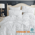 thumbnail image 3 of JOLUSERE Rustic French Style White Duvet Cover Sets Queen Size, Textured Flower Pinch Pleated Solid Luxury Bedding Sets, 3 of 9