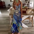 thumbnail image 1 of SMihono Robe Maxi Bohème d'Été pour Femmes Grande Taille Mode Femme Bretelles Taille Mi-Haute Col en V Sans Manches Rayée Imprimée Robe Longue de Plage, 1 of 5