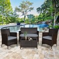 thumbnail image 3 of Gymax 8PCS Patio Rattan Conversation Furniture Set Outdoor w/ Gray Cushion, 3 of 8