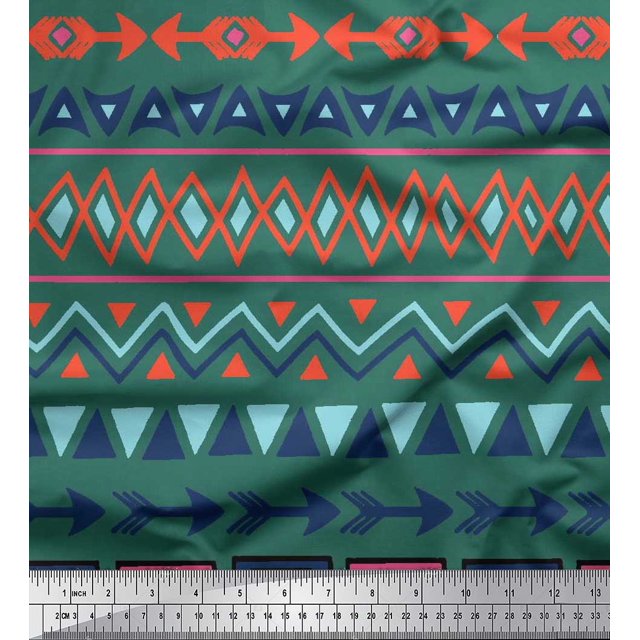 Soimoi Modal Satin Fabric Geometric African Printed Craft Fabric by the Yard 42 Inch Wide