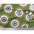 thumbnail image 2 of Soimoi Green Velvet Fabric Marigold Geometric Print Fabric by Yard 58 Inch Wide, 2 of 5