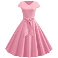 thumbnail image 1 of EGNMCR Robes d'Été Femmes Tendance 2024 Femmes Vintage Manches Courtes 50s Ménagère Décontractée Soirée Fête Bal Robe, 1 of 9