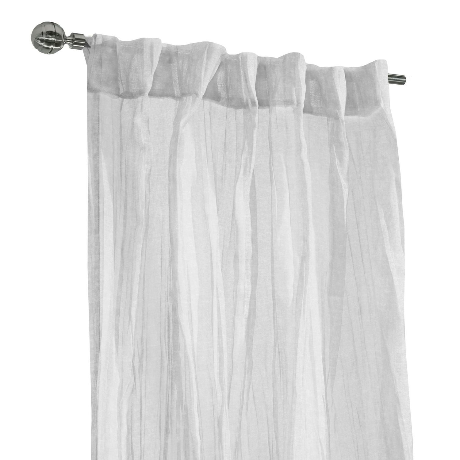 Loft Living Peoria Transparent Double Tetiere panneau de rideau 52 x 108 in Blanc