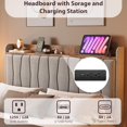 thumbnail image 4 of Bingirl Full - Sized Floating Bed Frame: LED Lights, Charging Station, Upholstered Platform Bed, No Box - Spring Needed, Noise - Free (Grey), 4 of 7