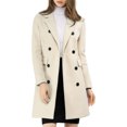 thumbnail image 2 of INSPIRE CHIC Women's Notched Lapel Collar Double Breasted Mid Length Overcoat, 2 of 7
