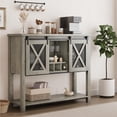 thumbnail image 1 of BeesClover Coffee Bar Cabinet, Console Entryway Table with Storage, Farmhouse Sideboard Buffet Cabinet with Sliding Barn Doors, Wine Liquor Cabinet with Racks for Kitchen, Hallway, Living Room, 1 of 8