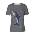 thumbnail image 4 of Tnhcen T-Shirt de Base à Manches Courtes d'Été à Col Rond pour Femme avec Imprimé d'Animaux Marins / Extensible, Respirant, Grande Taille (P-3TG) / Décontracté, Plage, Usage Quotidien, 4 of 4