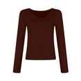 thumbnail image 4 of Qertyioot Mode Femmes Col Coloré Manches Longues Tricot T-Shirt Blouse Slim Tops, 4 of 5