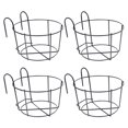 thumbnail image 1 of 4Pcs Hanging Railing Planters Flower Pot Holders Plant Iron Racks Fence Metal Potted Stand Mounted Balcony Baskets Small, 1 of 8