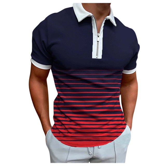 BOBOGOJP Polo pour Hommes Grande Taille Manches Courtes en Maille (Rouge,G)