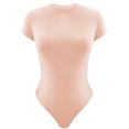 thumbnail image 4 of LUXUR Combinaison Femme Manches Courtes T-Shirt Body Col Rond Hauts Justaucorps Décontractés Couleur Unie Rose S, 4 of 4