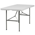 thumbnail image 1 of 30''W x 60''L Bi-Fold Granite White Plastic Folding Table, 1 of 8