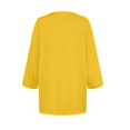 thumbnail image 4 of DENGDENG 3/4 Sleeve Plus Size Tops for Women Casual Button Down Basic Tees Elbow Sleeve Crew Neck Summer Shirts Solid Color Three Quarter Length Blouses Fashion 2025 Clothes Yellow XL, 4 of 5