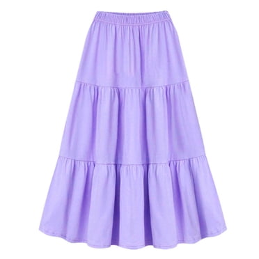 RKSTN Jupes pour Femmes Mode Décontractée Couleur Unie Taille Haute Jupe Midi Grande Taille Douce Plissée Jupe de Longueur Moyenne