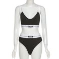 thumbnail image 3 of FOCUSNORM Femmes Sous-Vêtements Ensemble V-Cou Dos Nu Camisole + Lettre Slip, 3 of 6