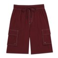 thumbnail image 3 of BADHUB Shorts Cargo à Cordon pour Hommes Taille Élastique Extensible Shorts de Travail Décontractés Ripstop Couleur Unie Shorts de Randonnée Rouge 40, 3 of 7