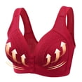 thumbnail image 4 of Bras for Women Comfortable Clearance 3pc Ladies Comfortable Convenient Front Button Bra Breathable Easy Close Everyday Bra Plus Size Seamless Bralettes Bralettes for Women Padded New Red L, 4 of 5